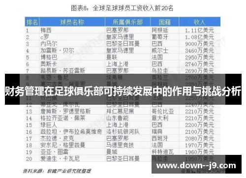 财务管理在足球俱乐部可持续发展中的作用与挑战分析