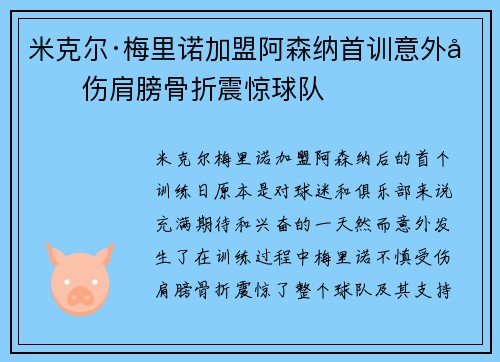 米克尔·梅里诺加盟阿森纳首训意外受伤肩膀骨折震惊球队